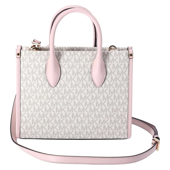Michael Kors Mirella Small Shopper Top Zip Tote Crossbody MK Powder Blush Multi - Picture 3 of 7